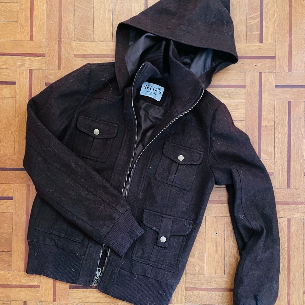 dELiA*s Brown Hooded Jacket for Women